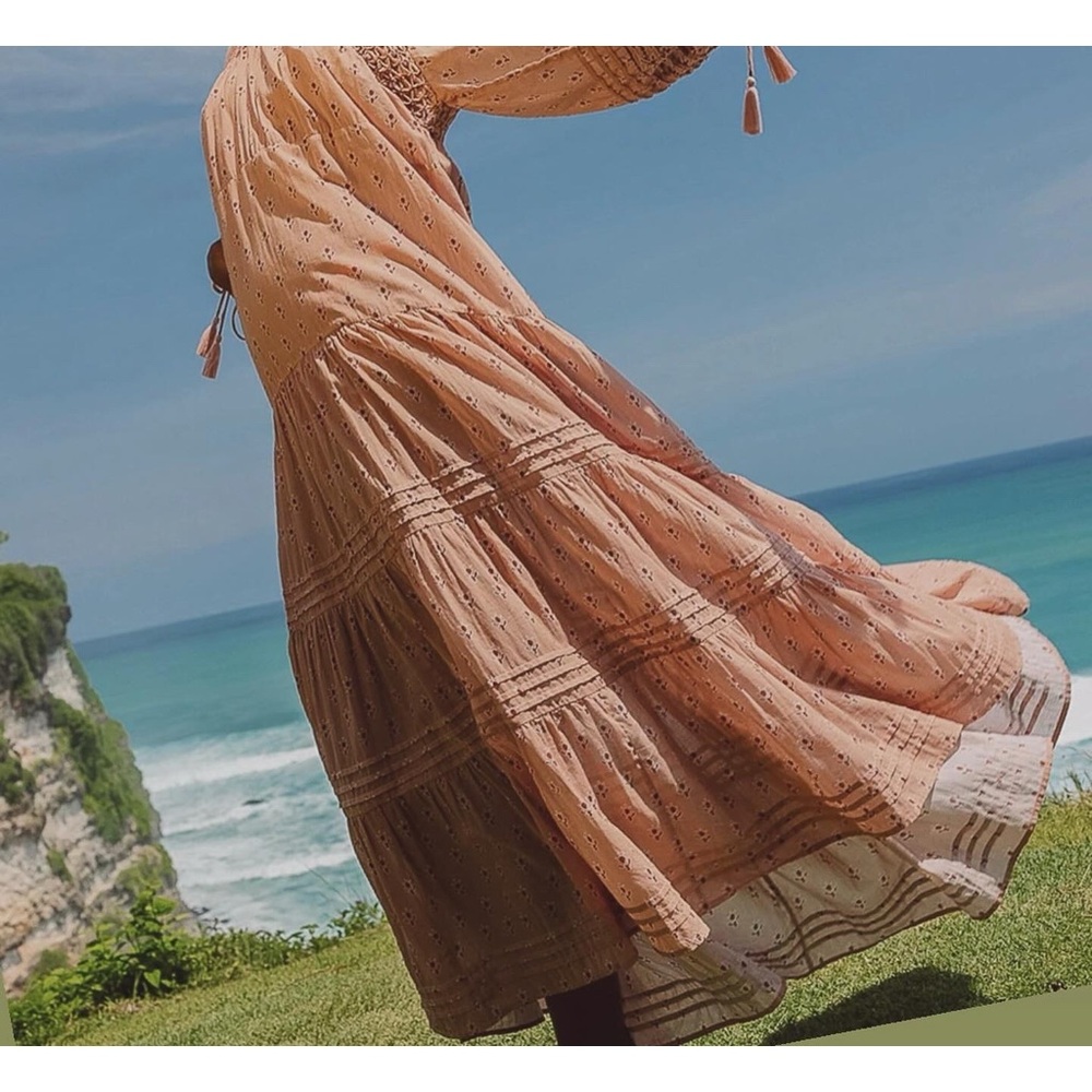 NWT Cleobella kaftan dress organic 100%‎ cotton beautiful details fabric size S